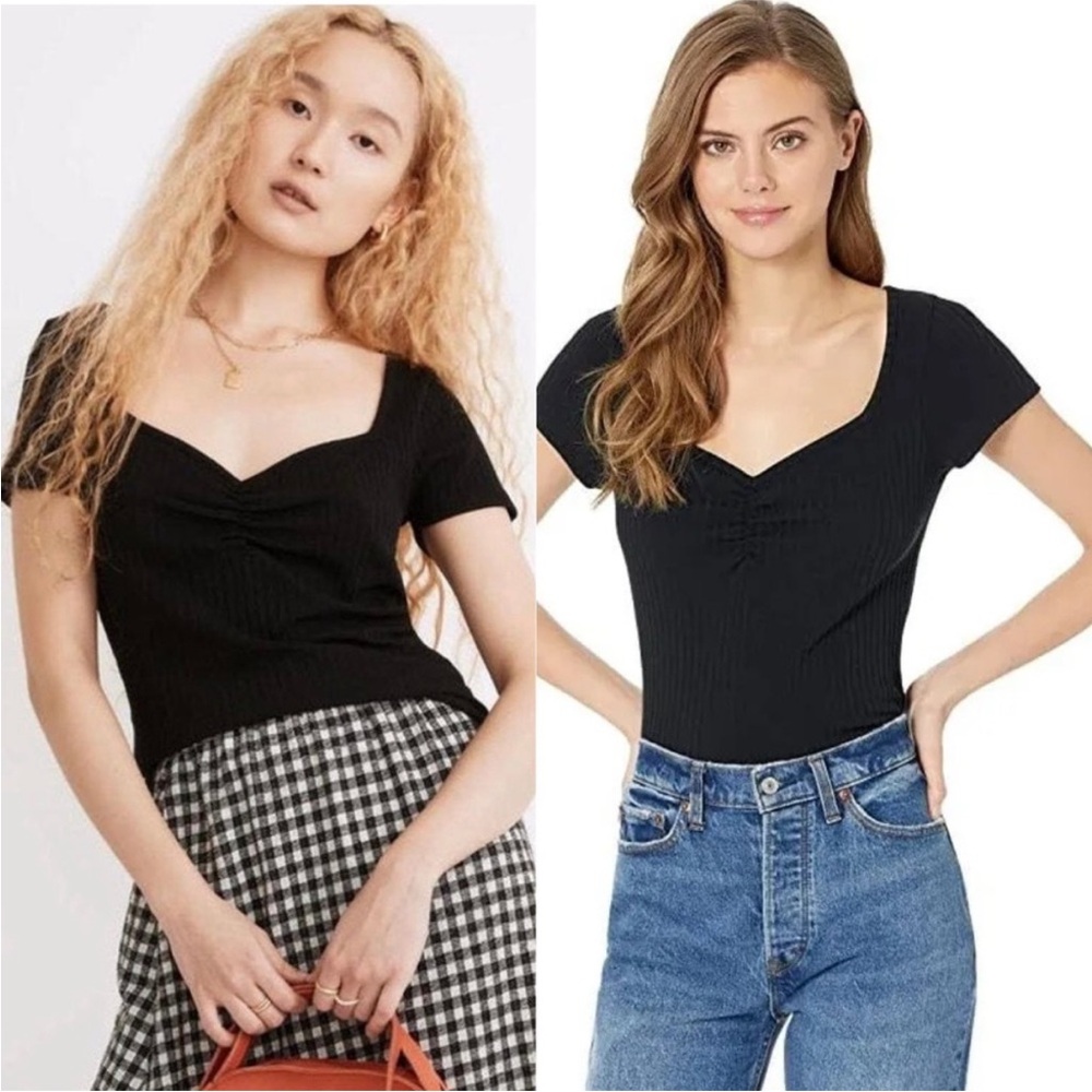 Madewell Ribbed Sweetheart Short Sleeve Top